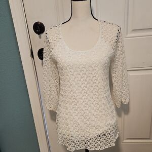 Dress Barn Ivory Lace Top